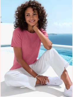 T-shirt à manches courtes en tricot fin ajouré