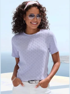 T-shirt à manches courtes en tricot fin ajouré