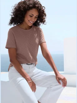 T-shirt à manches courtes en tricot fin ajouré
