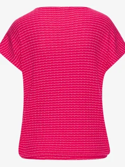 T-shirt à manches courtes en tricot structuré avec encolure ronde et élastique à la taille