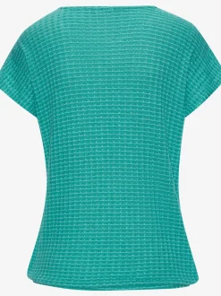 T-shirt à manches courtes en tricot avec motif graphique encolure ronde et élastique à la taille