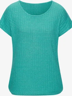 T-shirt à manches courtes en tricot avec motif graphique encolure ronde et élastique à la taille