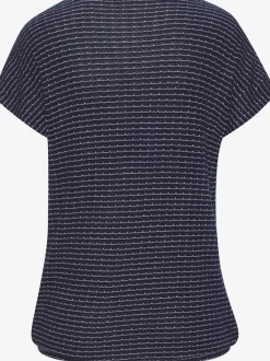 T-shirt à manches courtes en tricot avec motif graphique encolure ronde et élastique à la taille