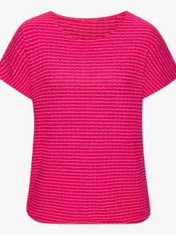 T-shirt à manches courtes en tricot avec motif graphique encolure ronde et élastique à la taille