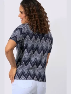T-shirt à manches courtes en viscose avec motif zigzag