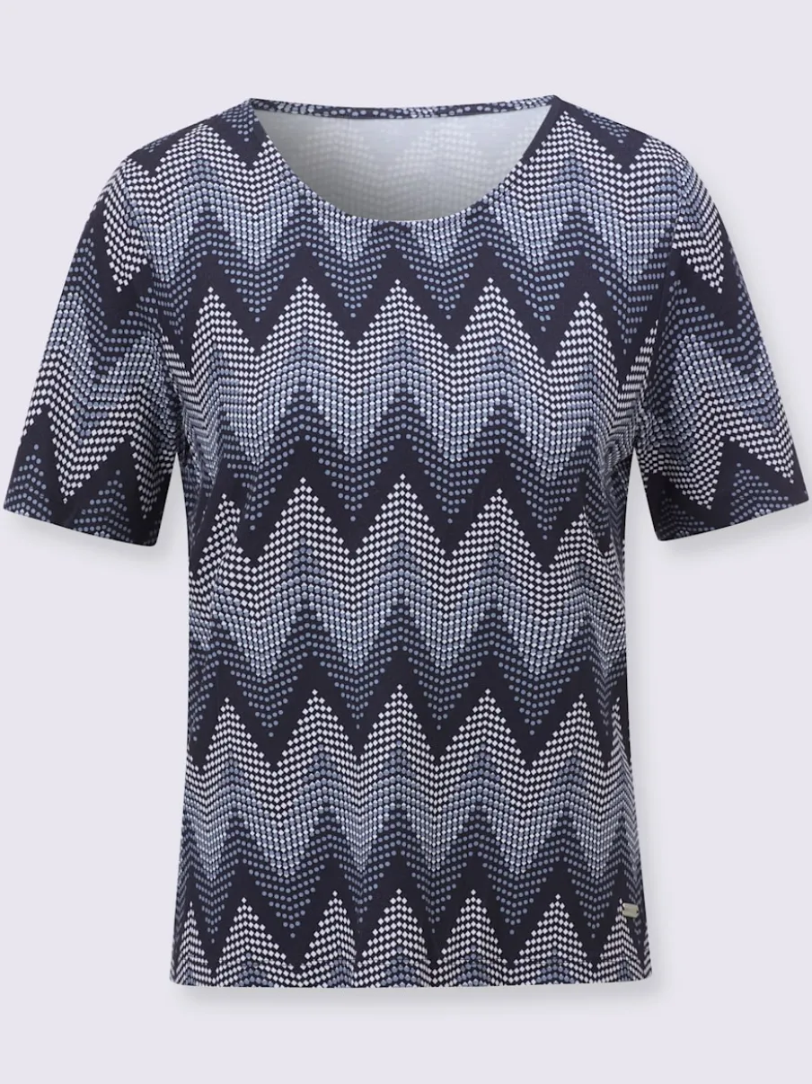 T-shirt à manches courtes en viscose avec motif zigzag