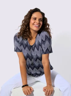 T-shirt à manches courtes en viscose avec motif zigzag