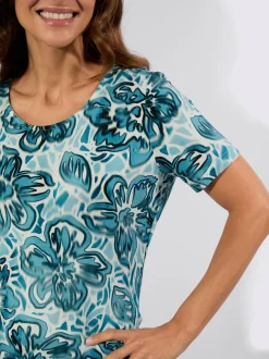 T-shirt à manches courtes en viscose avec motif floral