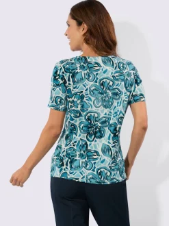 T-shirt à manches courtes en viscose avec motif floral