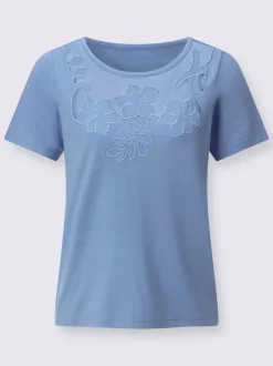 T-shirt à manches courtes en viscose avec empiècement en maille transparent