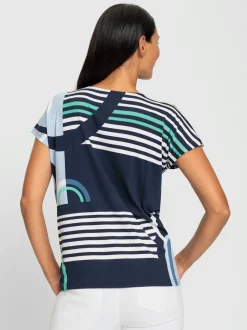 T-shirt à manches courtes en viscose douce à motifs géométriques
