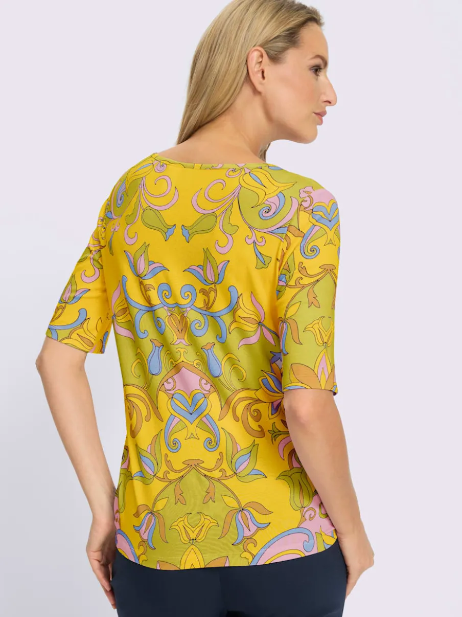 T-shirt à manches courtes en viscose avec motif floral