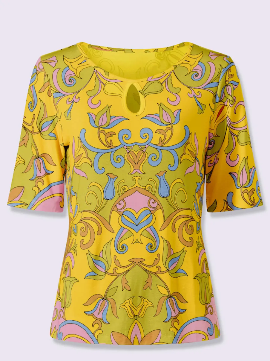 T-shirt à manches courtes en viscose avec motif floral