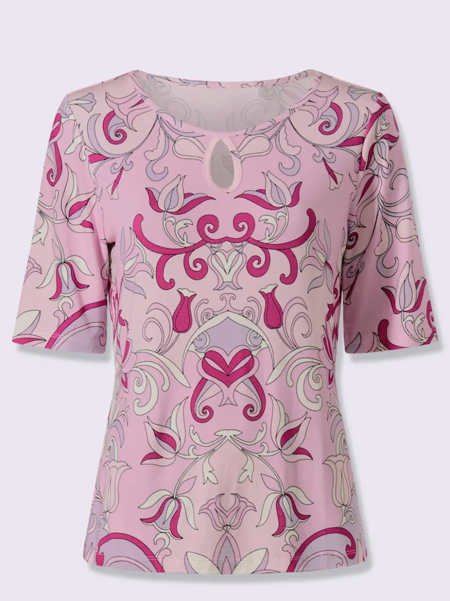 T-shirt à manches courtes en viscose avec motif floral