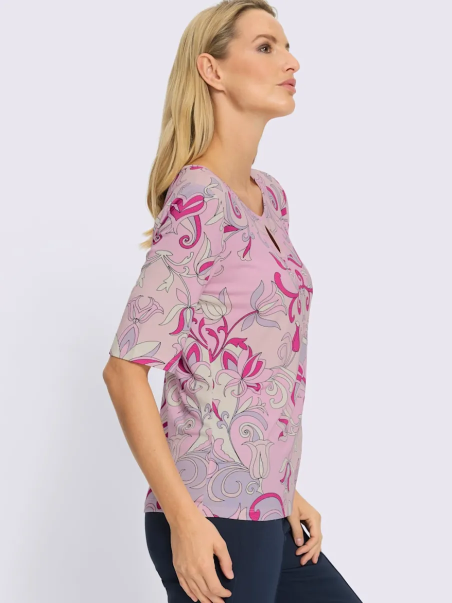 T-shirt à manches courtes en viscose avec motif floral