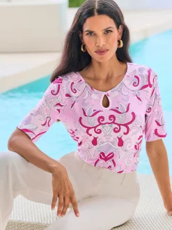 T-shirt à manches courtes en viscose avec motif floral