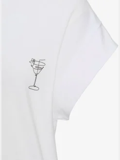 T-shirt à manches courtes et encolure ronde avec imprimé cocktail