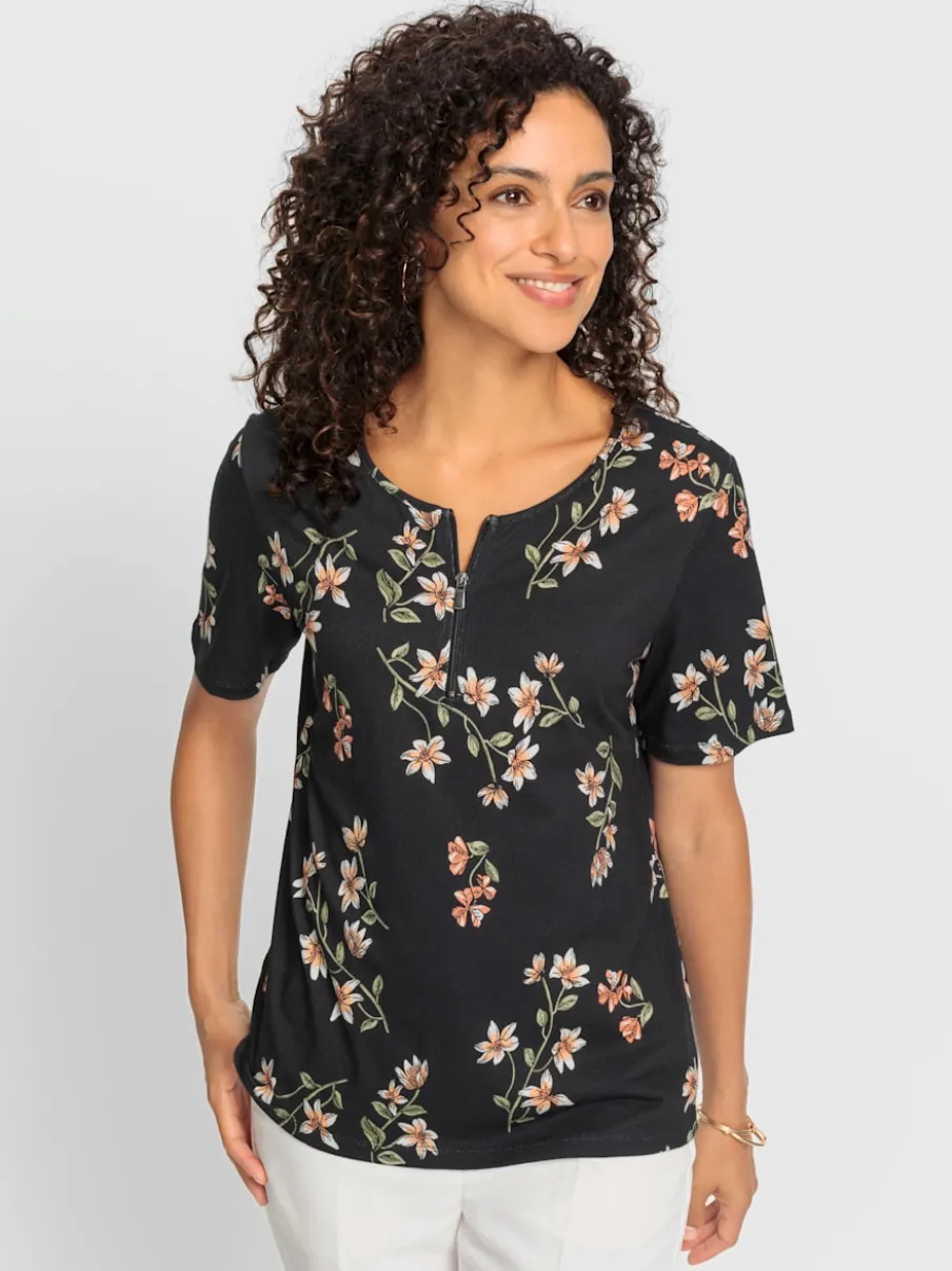 T-shirt à manches courtes fleuri en coton modal doux