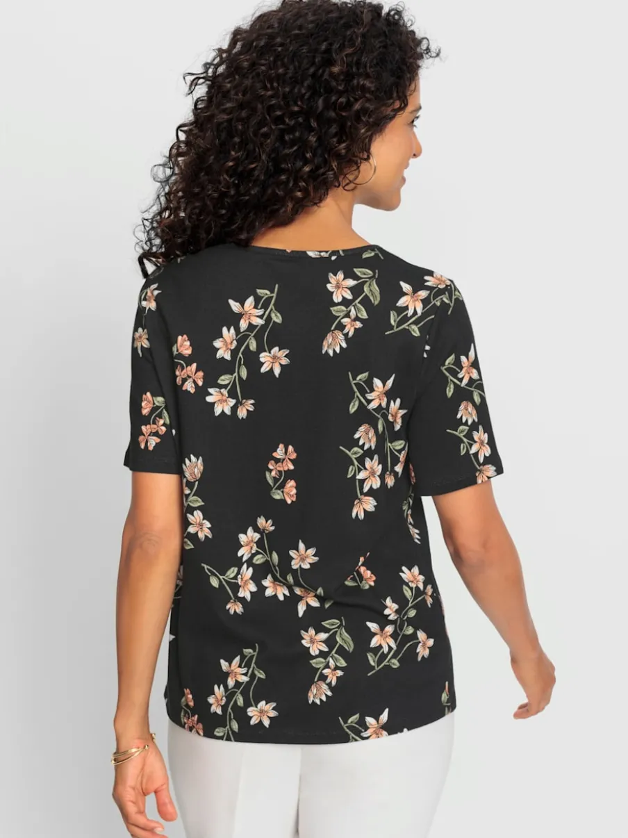 T-shirt à manches courtes fleuri en coton modal doux