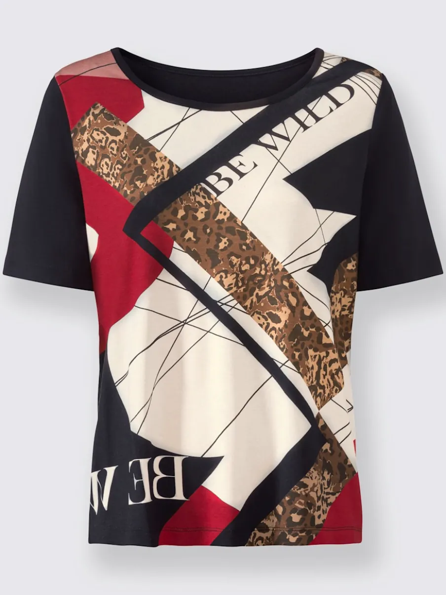 T-shirt à manches courtes motifs graphiques et léopard