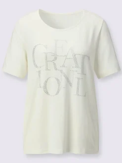 T-shirt à manches courtes orné de pierres fantaisie brillantes