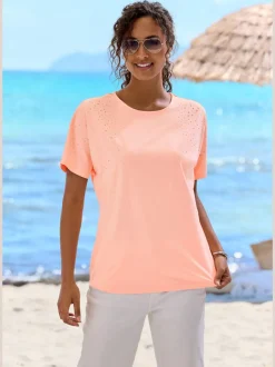 T-shirt à manches courtes pierres brillantes