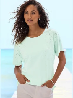 T-shirt à manches courtes pierres brillantes