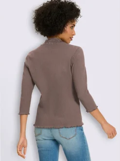 T-shirt à manches 3/4 empiècement dentelle tendance