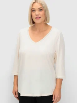 T-shirt à manches 3/4 encolure en v affinante
