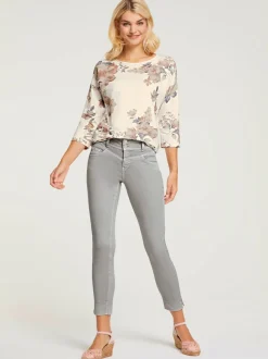 T-shirt à manches 3/4 encolure ronde imprimé floral