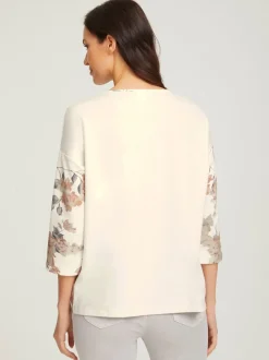 T-shirt à manches 3/4 encolure ronde imprimé floral