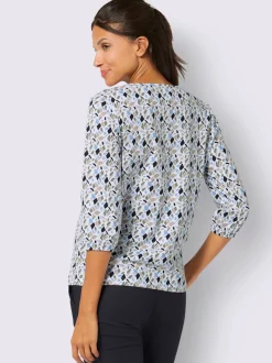 T-shirt à manches 3/4 encolure ronde avec motif imprimé