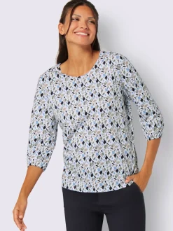 T-shirt à manches 3/4 encolure ronde avec motif imprimé