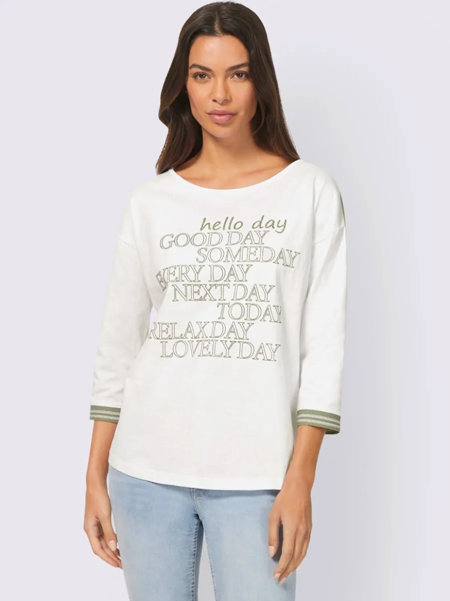 T-shirt manches 3/4 en coton avec imprimé lumineux