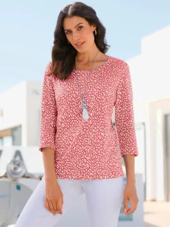 T-shirt à manches 3/4 en coton avec motif minimaliste