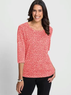 T-shirt à manches 3/4 en coton avec motif minimaliste