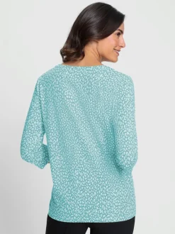 T-shirt à manches 3/4 en coton avec motif minimaliste