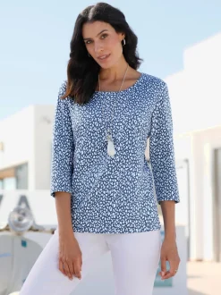 T-shirt à manches 3/4 en coton avec motif minimaliste