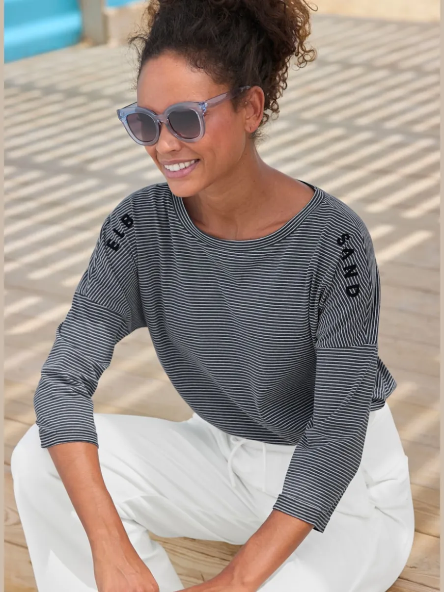 T-shirt à manches 3/4 en coton doux avec logo