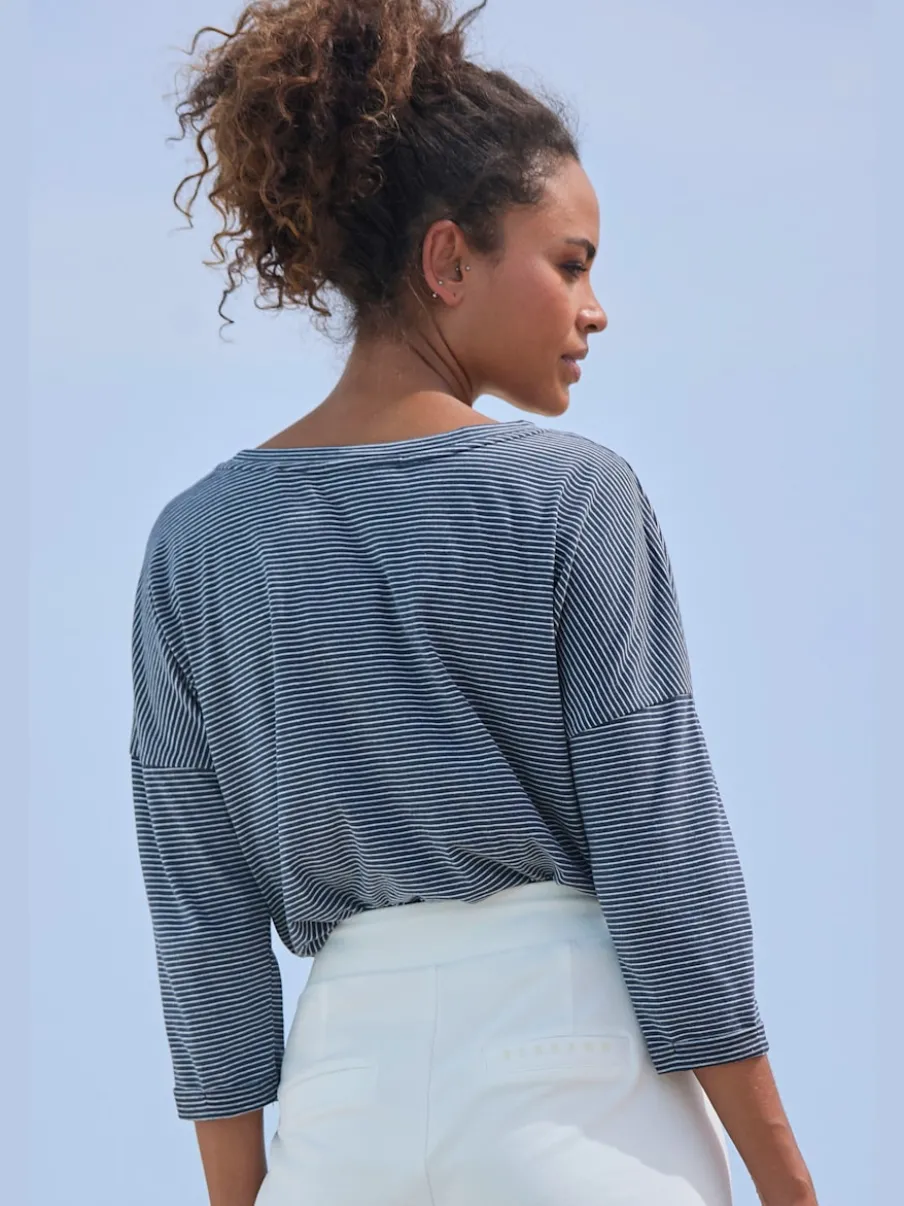 T-shirt à manches 3/4 en coton doux avec logo