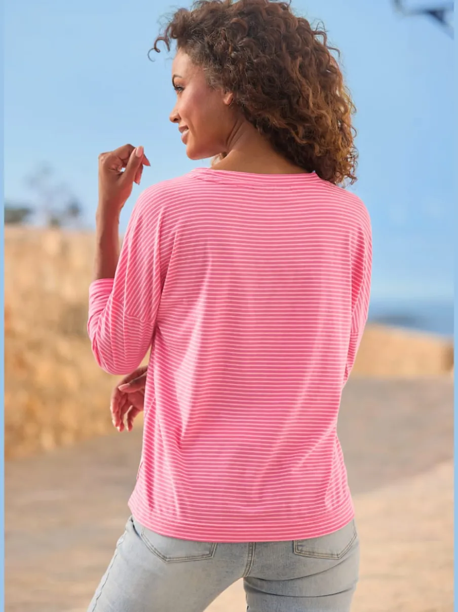 T-shirt à manches 3/4 en coton doux avec logo
