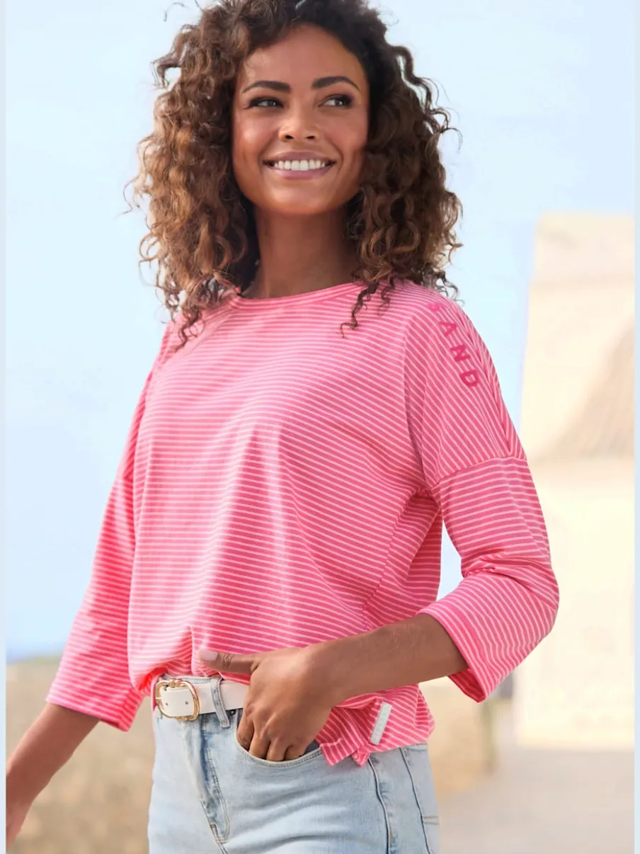 T-shirt à manches 3/4 en coton doux avec logo