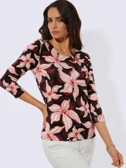 T-shirt à manches 3/4 en lyocell à motif floral