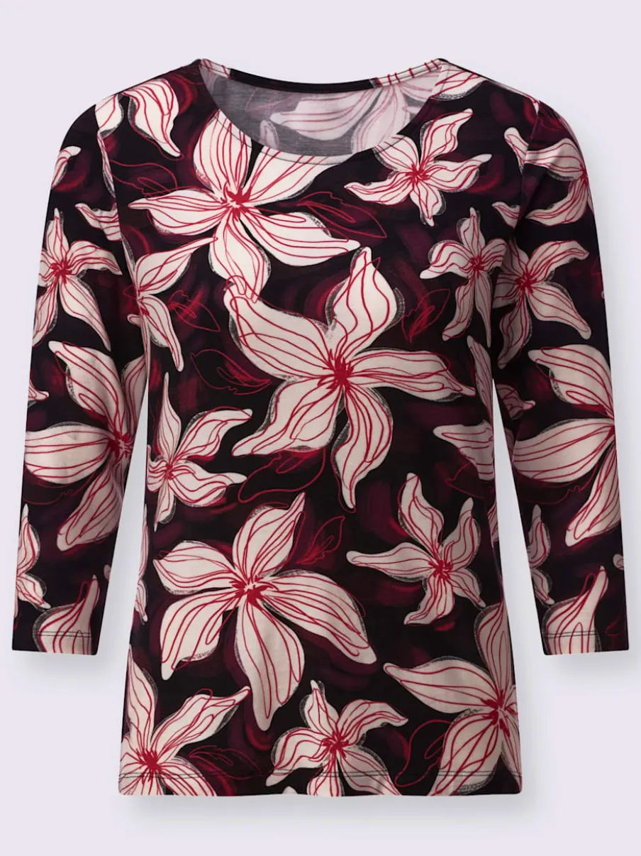 T-shirt à manches 3/4 en lyocell à motif floral