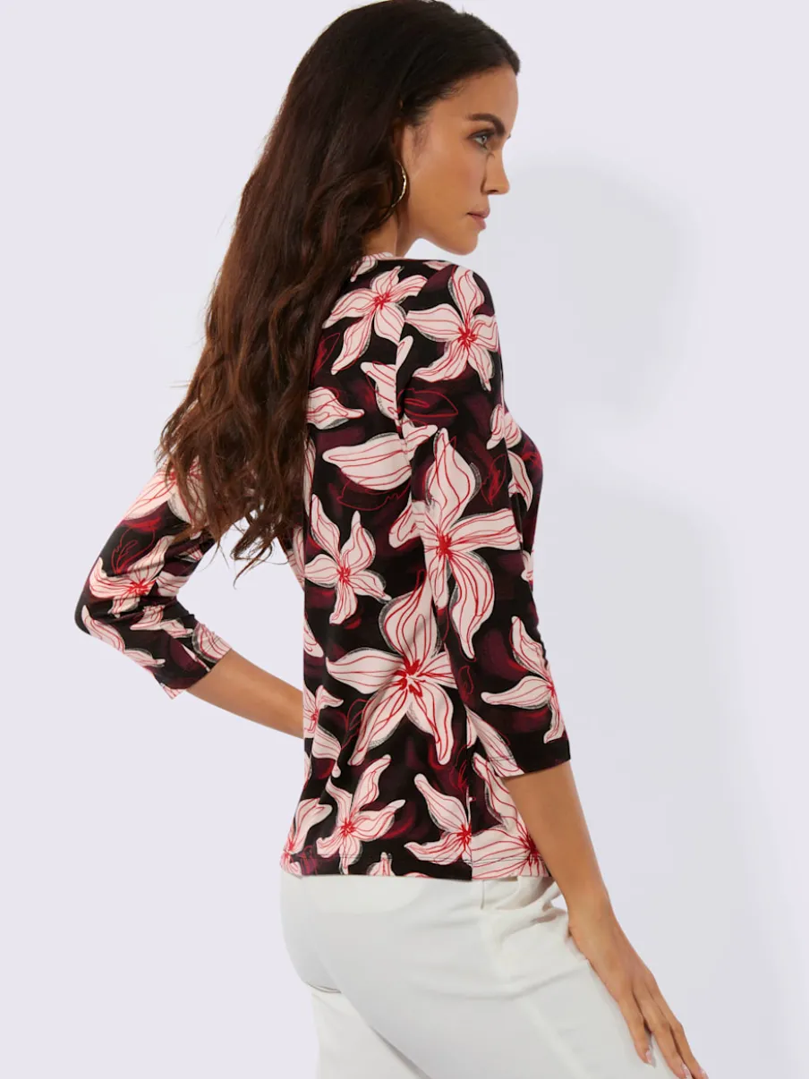 T-shirt à manches 3/4 en lyocell à motif floral