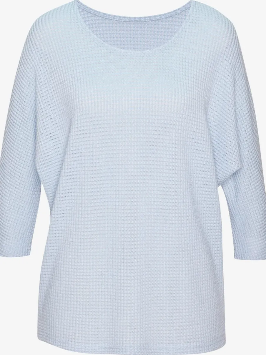 T-shirt à manches 3/4 en matière gaufrée légère
