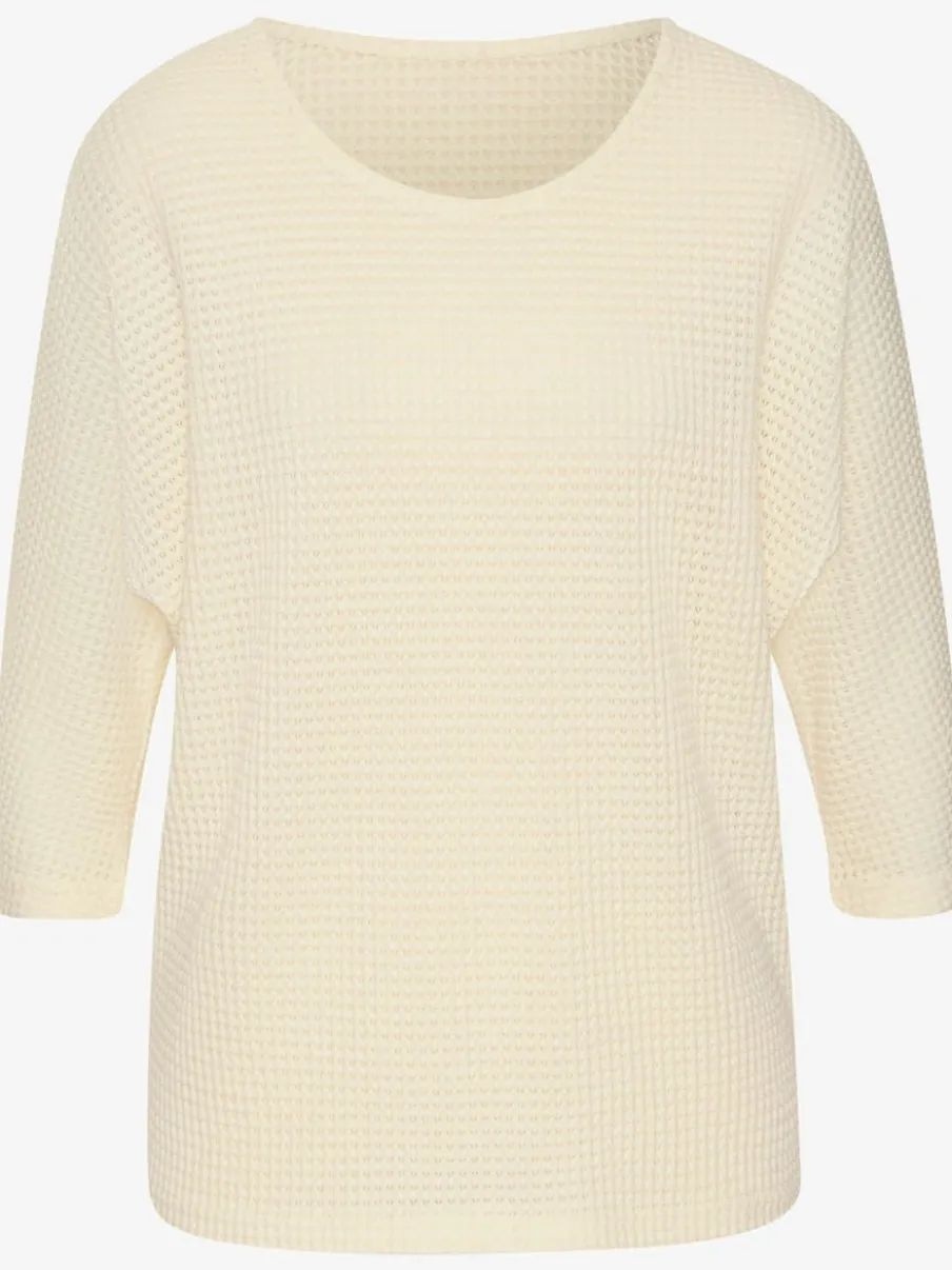 T-shirt à manches 3/4 en matière gaufrée légère