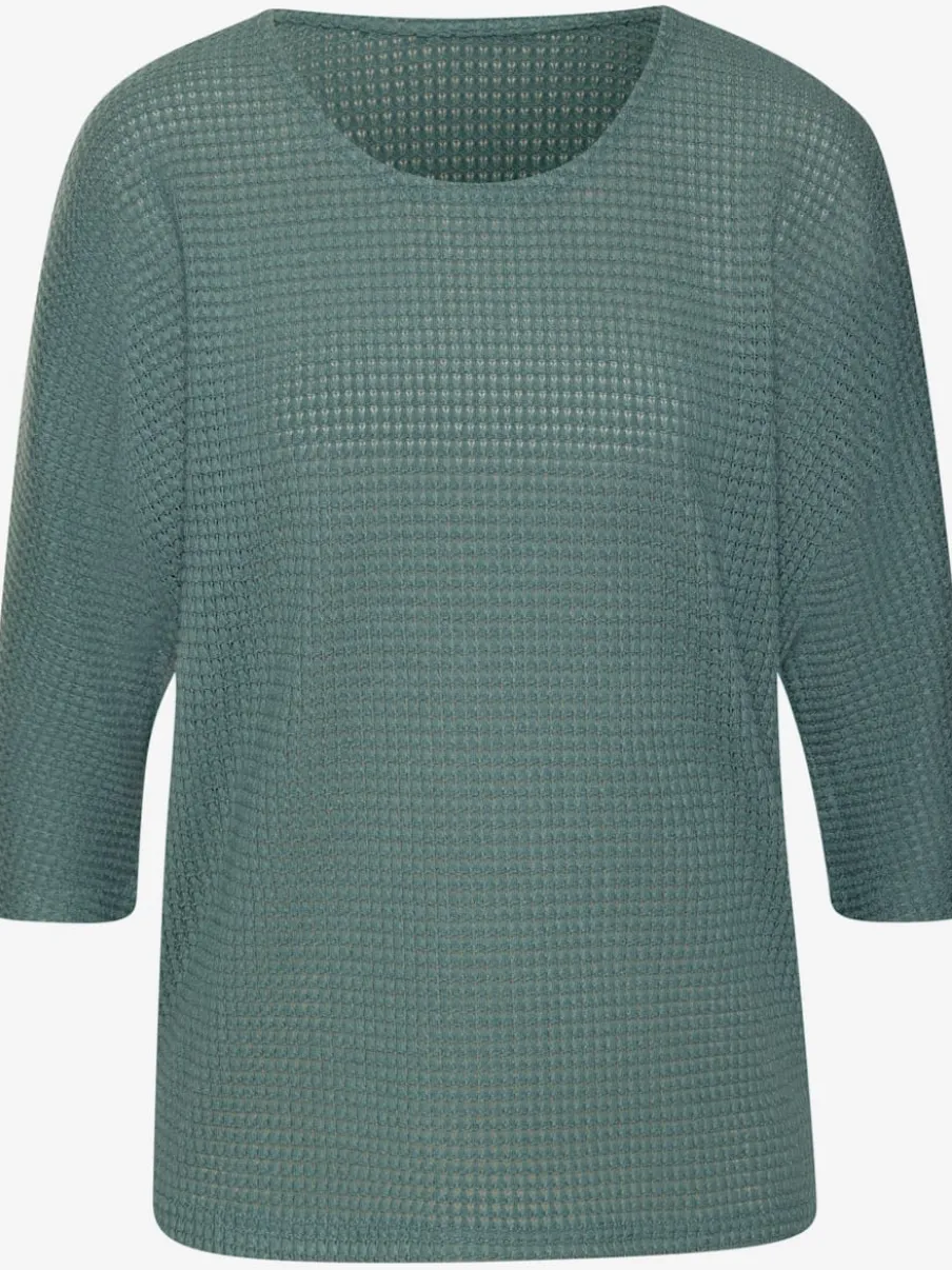 T-shirt à manches 3/4 en matière gaufrée légère