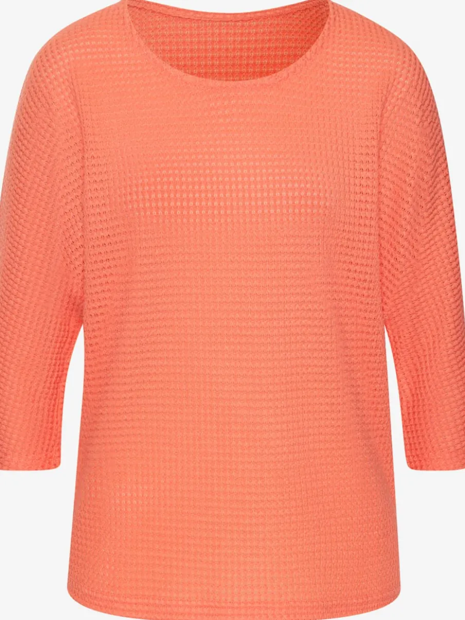 T-shirt à manches 3/4 en matière gaufrée légère