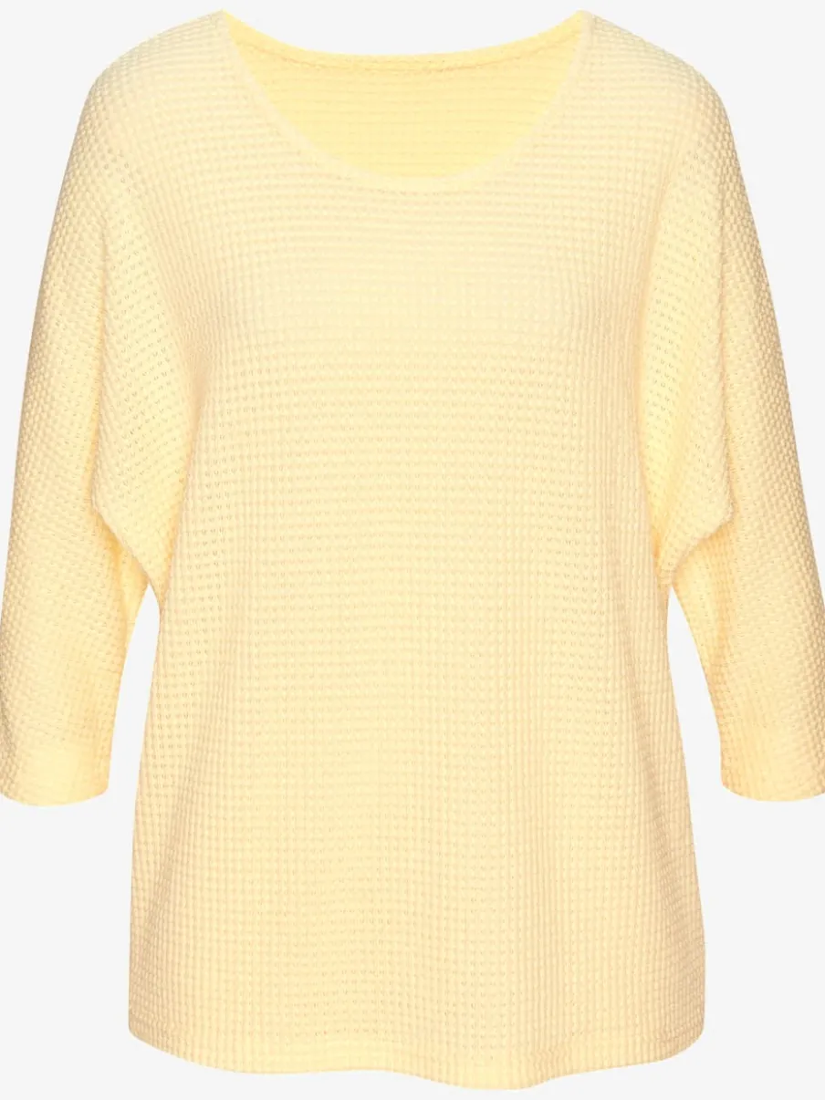 T-shirt à manches 3/4 en matière gaufrée légère